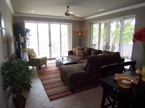 Waterford Condos Living Room of Corner Unit