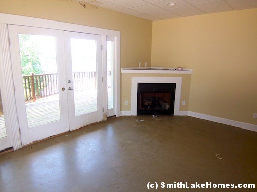 Smith Lake Foreclosure - Basement Fireplace