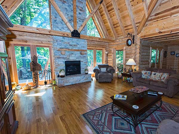 Inside Log Cabin at Smith Lake